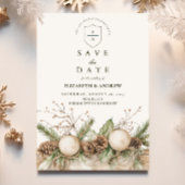 Save The Date Mariage d'hiver de l'ornement de pin rustique
