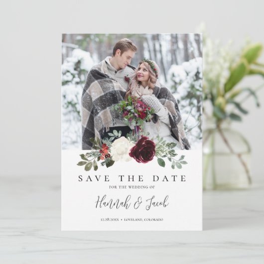 Save The Date Mariage d'hiver de Noël élégant (Debout devant)