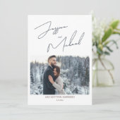 Save The Date Mariage d'hiver Dusty Blue Photo Script (Debout devant)
