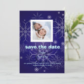 Save The Date Mariage d'hiver, flocons de neige/photo/ Enregistr (Debout devant)