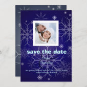 Save The Date Mariage d'hiver, flocons de neige/photo/ Enregistr (Devant / Derrière)