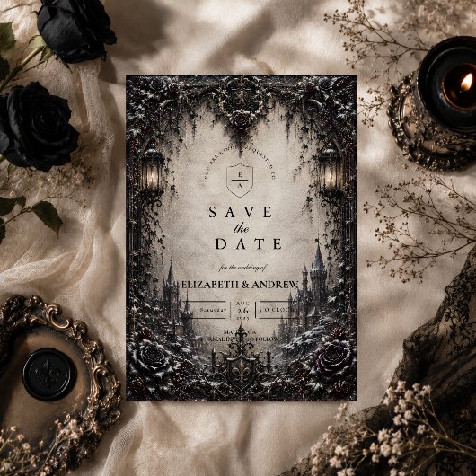 Save The Date Mariage d'hiver gothique élégant