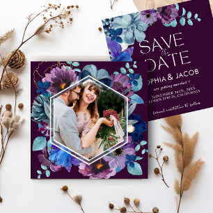 Save The Date Mariage d'hiver Magenta floral vif et audacieux