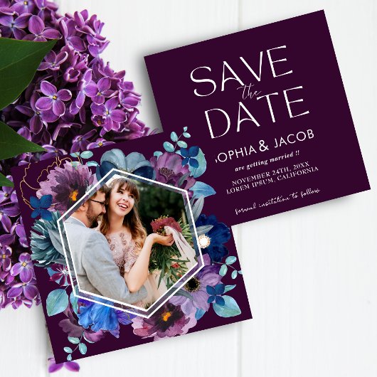Save The Date Mariage d'hiver magenta floral vif et audacieux