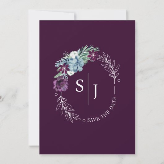 Save The Date Mariage d'hiver magenta floral vif et audacieux (Dos)