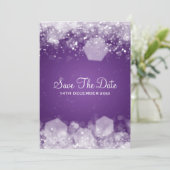Save The Date Mariage d'hiver Nuit étincelante violet (Debout devant)