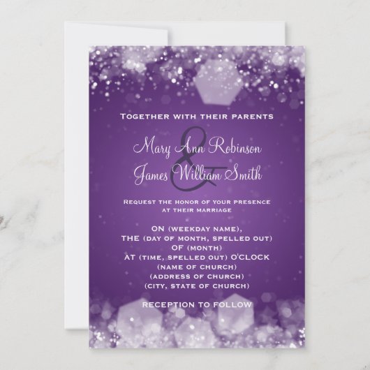Save The Date Mariage d'hiver Nuit étincelante violet (Dos)