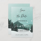 Save The Date Mariage d'hiver romantique Forêt de neige et monta (Devant / Derrière)