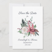 Save The Date Mariage d'hiver rose Poinsettia Floral (Devant)