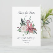 Save The Date Mariage d'hiver rose Poinsettia Floral (Debout devant)