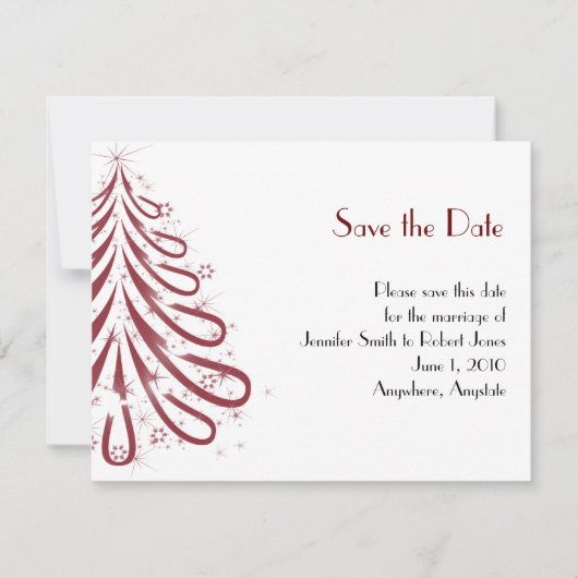 Save The Date Mariage d'hiver rouge et blanc Enregistrer la date (Devant)