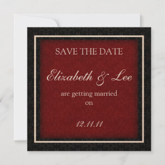 Save The Date Mariage d'hiver rouge et noir "Enregistrer la date
