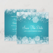 Save The Date Mariage d'hiver Sparkling Nuit Bleue (Devant / Derrière)