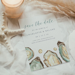 Save The Date Mariage d'huîtres d'aquarelle côtière