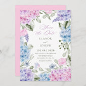Save The Date Mariage d'hydrangée florale (Devant / Derrière)