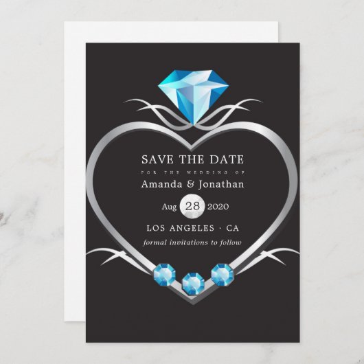 Save The Date Mariage diamant (Devant / Derrière)