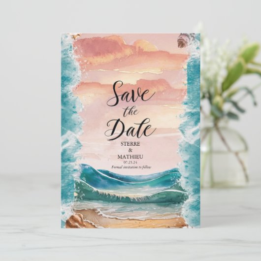 Save The Date Mariage Digital Boho Beach (Debout devant)