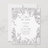 Save The Date Mariage d'illustration florale (Devant)