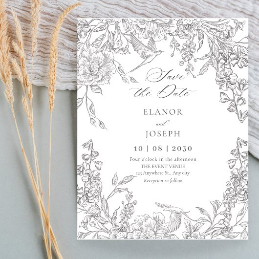 Save The Date Mariage d'illustration florale