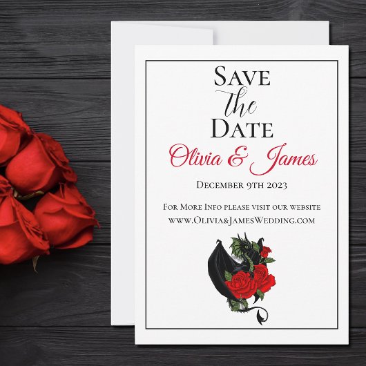 Save The Date Mariage d'Imaginaire Black Dragon Red Roses