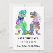 Save The Date Mariage Dinosaure coloré (Devant)