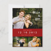 Save The Date Mariage d'instantanés en rouge Enregistrer la cart (Devant)