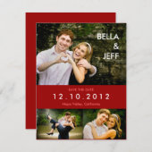 Save The Date Mariage d'instantanés en rouge Enregistrer la cart (Devant / Derrière)