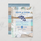 Save The Date Mariage Dolphin en bord de mer - Enregistrer la da (Devant / Derrière)