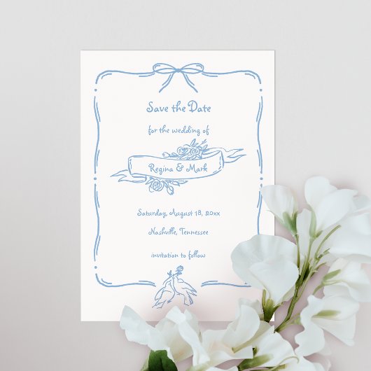 Save The Date Mariage Doodle Amusant et Original