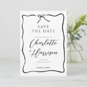 Save The Date Mariage Doodle de Ruban à Arc de Script Fantaisist (Debout devant)