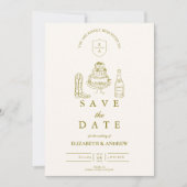 Save The Date Mariage doodlé funky dessiné à la main occidental (Devant)