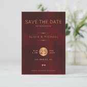Save The Date Mariage d'or bordeaux élégant et élégant (Debout devant)
