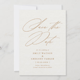 Save The Date Mariage d'or de calligraphie minimaliste moderne