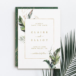 Save The Date Mariage d'or de feuillage tropical
