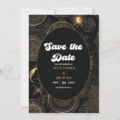 Save The Date Mariage d'or noir céleste (Devant)