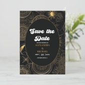 Save The Date Mariage d'or noir céleste (Debout devant)