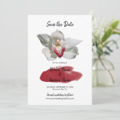 Save The Date Mariage d'Orchidée Bourgogne Blanche Enregistrer L (Debout devant)