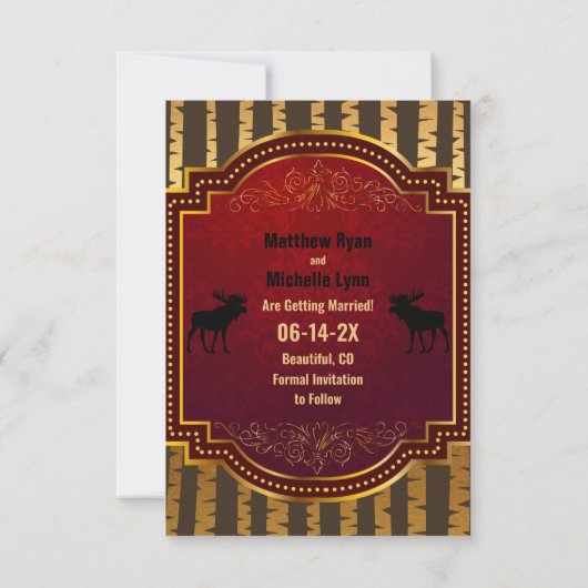 Save The Date Mariage d'orignaux rustiques et d'arbres d'Aspen d (Dos)