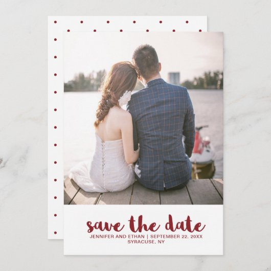 Save The Date Mariage Dots Enregistrer la photo de date (Devant / Derrière)