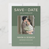 Save The Date Mariage double bonheur Vert sauge (Devant)