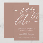 Save The Date Mariage Douce Bronze Calligraphie Photo Personnali (Devant / Derrière)