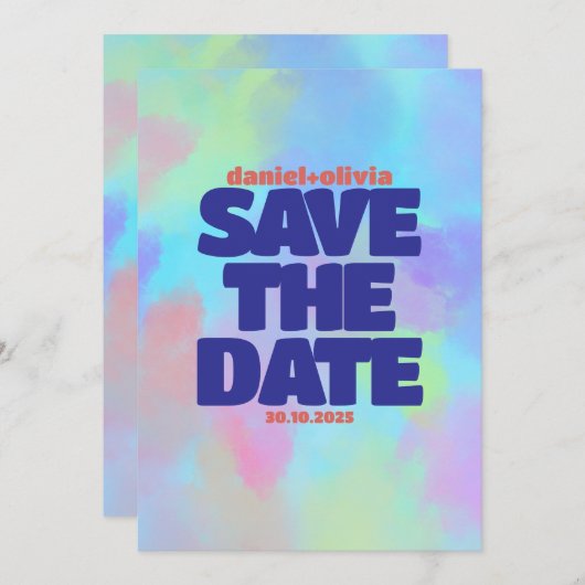 Save The Date Mariage Douceur Deep Purple (Devant / Derrière)