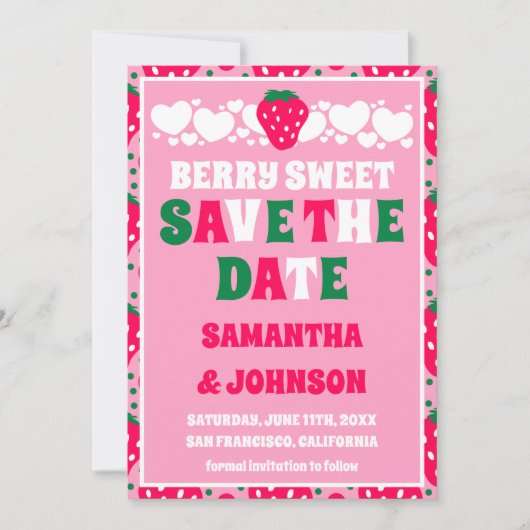 Save The Date Mariage doux de la fraise et de la baie (Devant)