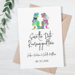 Save The Date Mariage drôle de dinosaure mariée et marié