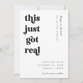 Save The Date Mariage drôle et audacieux avec un script rétro (Devant)