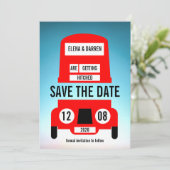 Save The Date Mariage du bus rouge de Londres (Debout devant)