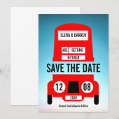 Save The Date Mariage du bus rouge de Londres (Devant / Derrière)