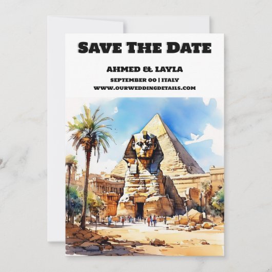 Save The Date Mariage du Caire enregistrer la date Sphinx pyrami (Devant)