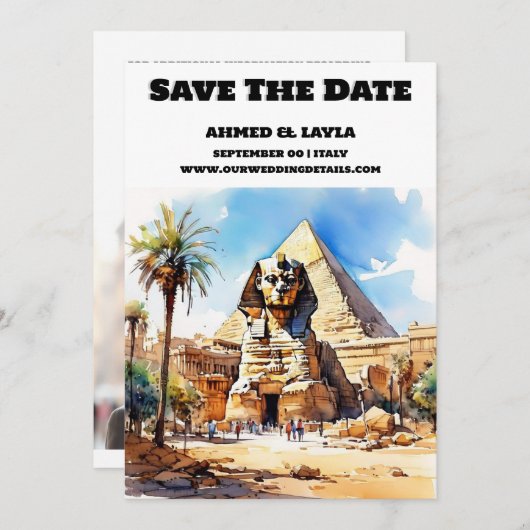 Save The Date Mariage du Caire enregistrer la date Sphinx pyrami (Devant / Derrière)