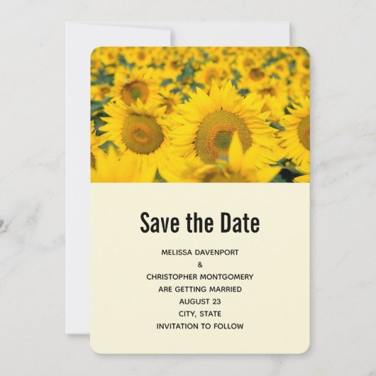 Save The Date Mariage du champ de tournesol jaune (Devant)